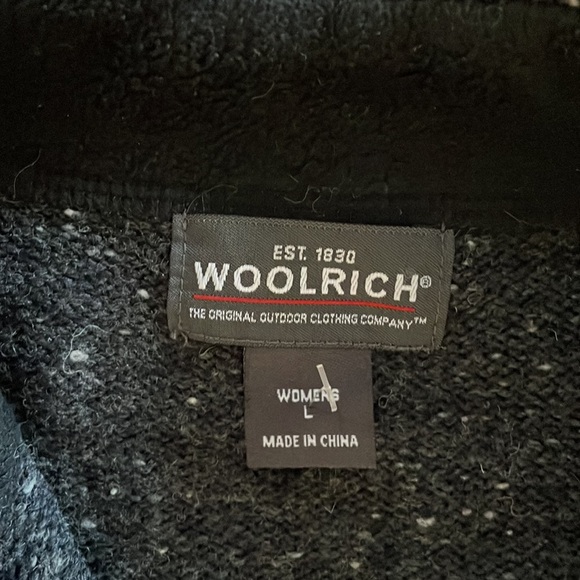 VTG WOOLRICH women’s mock 1/4 zip wool blend black fleck sweater size large - Picture 9 of 12